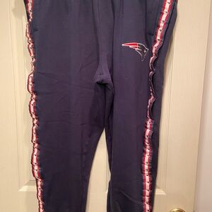 Men's New England Patriots Navy Blue Sweatpants with Red and White Stripes